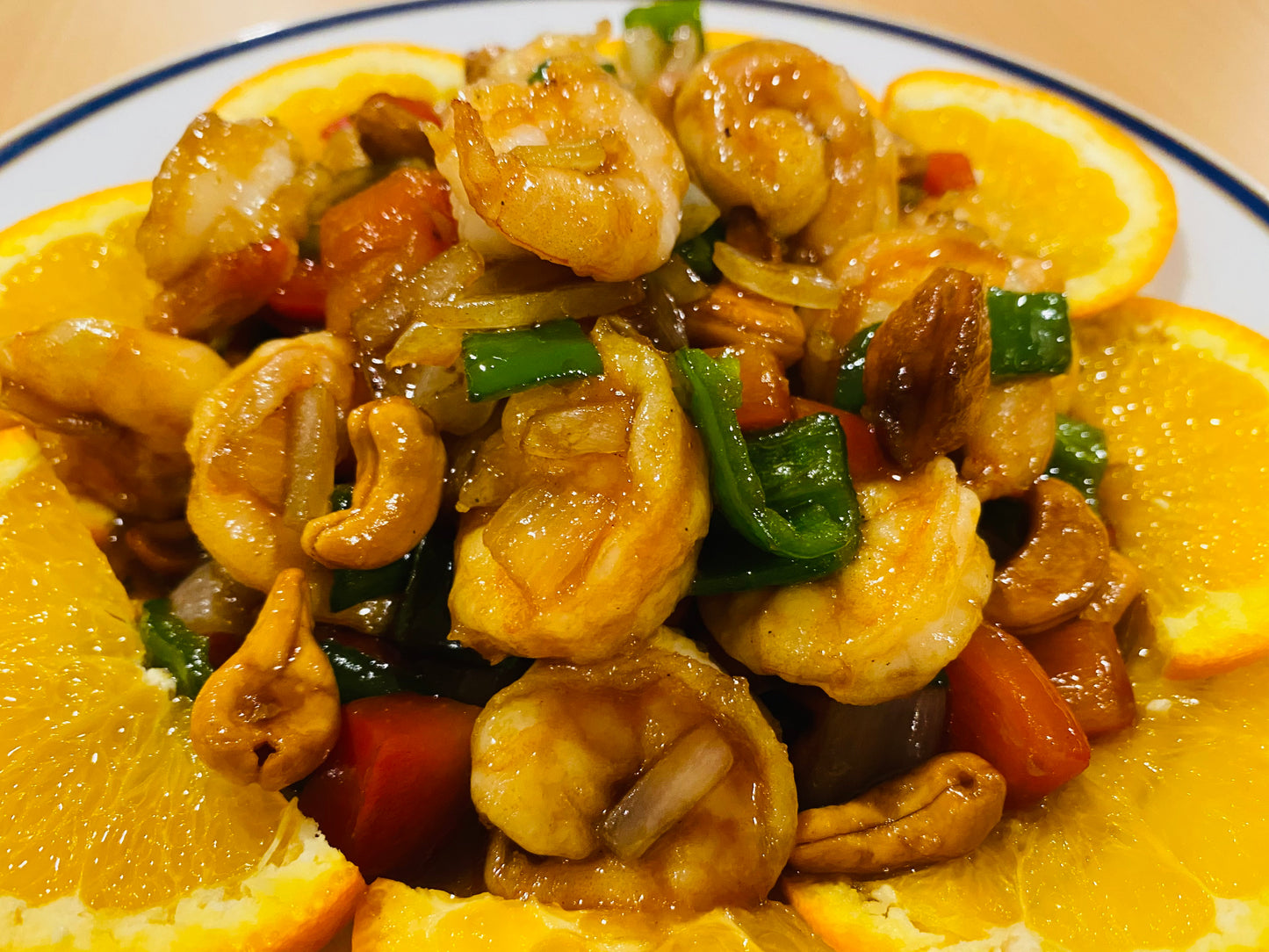 gambas con anacardos