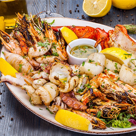 GAMBAS Y MARISCO